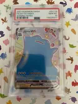 Pokemon TCG Ditto Vmax SV119/SV122 Full Art Shiny Shining Fates PSA GEM MINT 10 - Image 1