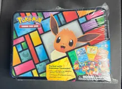 Pokemon Cards Eevee Treasure Chest Eeveelution Collectible Lunchbox Tin 5 Packs - Image 1