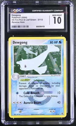 CGC 10 Dewgong EX Fire Red & Leaf Green 3/112 Reverse Holo Pokemon Card psa - Image 1
