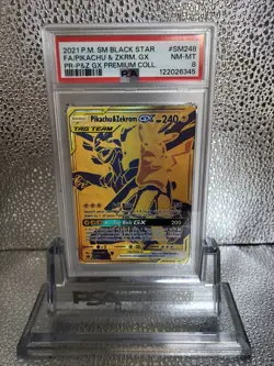 PSA 8 Pikachu & Zekrom GX Black Star Promo 2021 SM248 Pokemon English Sun & Moon - Image 1
