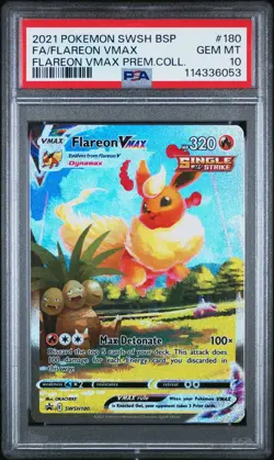 Pokemon Flareon VMAX SWSH180 SWSH Sword & Shield Promo Card #180 GEM MINT PSA 10 - Image 1