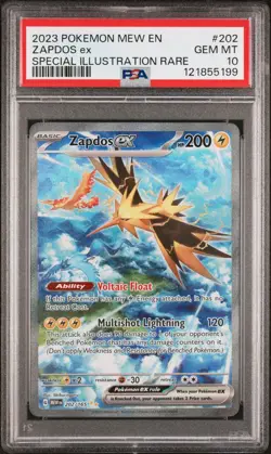 Pokemon TCG Zapdos ex 202/165 SIR Scarlet & Violet 151 Holo GEM MINT PSA 10 - Image 1