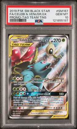 Pokemon Celebi & Venusaur GX SM167 BSP S&M Tag Team Tins Promo GEM MINT PSA 10 - Image 1