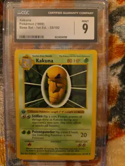 Pokemon Kakuna 1st Edition Base Set Uncommon Card 33/102 Shadowless - Image 1