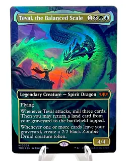 Teval, the Balanced Scale 0008-Tarkir Dragonstorm TDC Borderless Foil Mythic MTG - Image 1