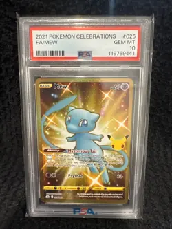 PokÃ©mon TCG Mew Celebrations Card 25/25 PSA 10 Gem Mint 25th Anniversary 2021 - Image 1