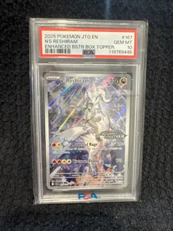 Pokemon JTG 2025 N's Reshiram #167 Illustration PSA 10 Box Topper Gem Mint - Image 1
