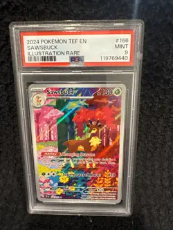 PokÃ©mon TCG Sawsbuck Illustration Rare Card 166/162 SV05 Temporal Forces PSA 9 - Image 1