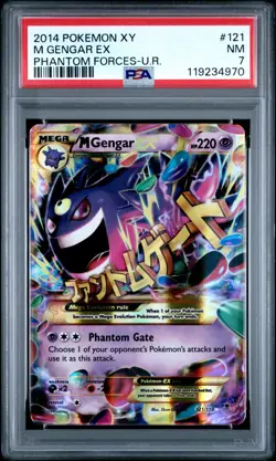 Pokemon TCG M Gengar EX Secret Rare 121/119 XY - Phantom Forces - PSA 7 NM - Image 1