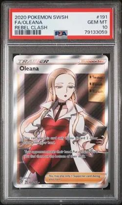 PSA 10 OLEANA 191 REBEL CLASH SWORD & SHIELD TRAINER POKEMON  GEM MINT - Image 1