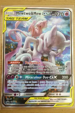 Mewtwo and Mew GX Tag Team Full Art Textured Promo Card SM191 - Image 6