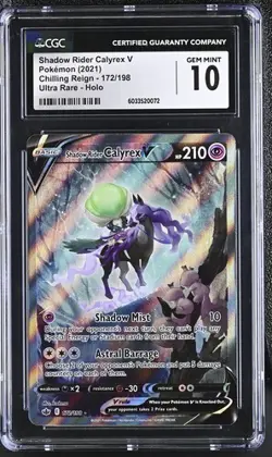 CGC 10 SHADOW RIDER CALYREX V 172 CHILLING REIGN  SWORD & SHIELD POKEMON - Image 1