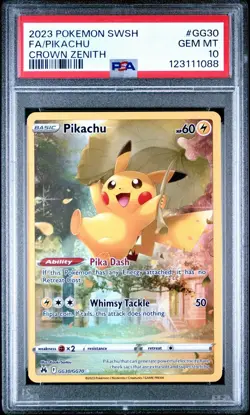 2023 POKEMON CROWN ZENITH FULL ART PIKACHU GG30/GG70 PSA 10 GEM MINT - Image 1
