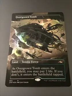 MTG Unfinity #284 Overgrown Tomb borderless foil LP - Image 1