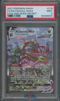 Pokemon TCG Rayquaza Vmax 218/203 Evolving Skies Alternate Art Secret Rare PSA 9 - Image 1