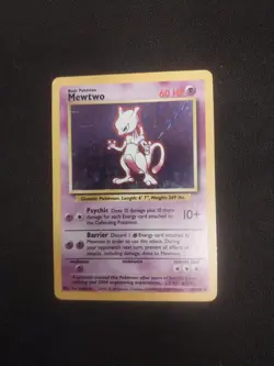 PokÃ©mon TCG Base Set Mewtwo Holo Card 10/102 Vintage Rare MP/HP Unlimited 1999 - Image 1