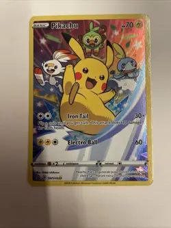 Pikachu SWSH020 Sword & Shield Full Art Holo Black Star Promo Pokemon - Image 1