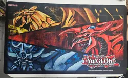 Yu-Gi-Oh yugioh TCG - Egyptian Gods Slifer Obelisk and Ra - Game Mat 24â€x14â€ - Image 1