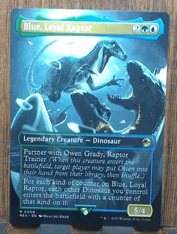 MTG🌳🌊 Blue, Loyal Raptor (Borderless) Universes Beyond: Jurassic World Col❤.. - Image 1