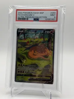 Pokemon Charizard v SWSH260 Sword & Shield Promo Ultra Holo Rare Card Psa 9 Mint - Image 1