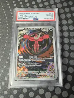 2023 POKEMON PAR EN-PARADOX RIFT ILLUSTRATION RARE #205 YVELTAL PSA 10 - Image 1