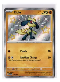 Riolu - 173/091 Scarlet & Violet Paldean Fates Shiny Rare - NM - POKEMON TCG - Image 1
