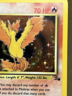 PokÃ©mon TCG Moltres Holo Rare Card 12/62 Fossil 1st Edition - Image 2