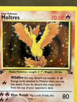 PokÃ©mon TCG Moltres Holo Rare Card 12/62 Fossil 1st Edition - Image 4