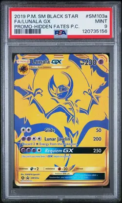 Pokemon 2019 Hidden Fates Promo Black Star Lunala GX SM103a PSA 9 - Image 1
