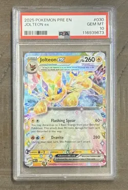 Jolteon ex 2025 Pokemon PRE EN 030/131 Sv: Prismatic Evolutions PSA 10 GEM MT  - Image 1