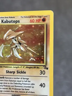 PokÃ©mon TCG Original Fossil Set Kabutops Card 9/62 1st Edition Rare Holo - Image 4