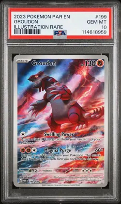 Pokemon Groudon 199/182 SV04 Paradox Rift Illustration Rare Holo PSA 10 Gem Mint - Image 1