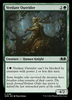 Verdant Outrider 196 WOE MTG Green Human Knight 2023 Creature Common Susak - Image 1