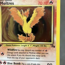 PokÃ©mon TCG Moltres Holo Rare Card 12/62 Fossil 1st Edition Nice Holo - Image 2