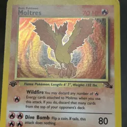 PokÃ©mon TCG Moltres Holo Rare Card 12/62 Fossil 1st Edition Nice Holo - Image 3