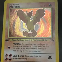 PokÃ©mon TCG Moltres Holo Rare Card 12/62 Fossil 1st Edition Nice Holo - Image 4