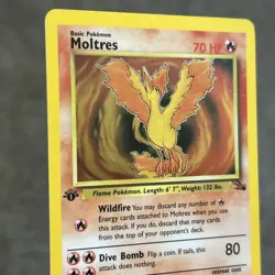 PokÃ©mon TCG Moltres Holo Rare Card 12/62 Fossil 1st Edition Nice Holo - Image 6
