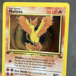 PokÃ©mon TCG Moltres Holo Rare Card 12/62 Fossil 1st Edition Nice Holo - Image 7