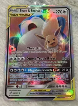 PokÃ©mon TCG Eevee & Snorlax GX SM169 Full Art Holo Card Lightly Played - Image 2