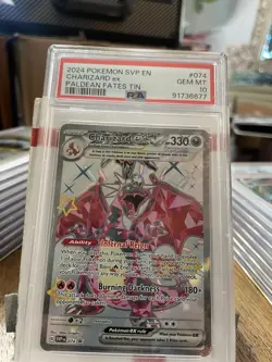 2024 Pokemon SVP en Charizard EX 074 Paldean Fates Tin PSA 10 Gem Mint - Image 1