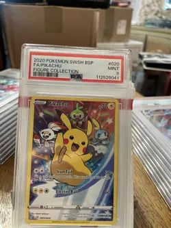 Pokemon 2020 Pikachu #SWSH020 PSA 9 Mint Black Star Promos Full Art Rare Holo - Image 1