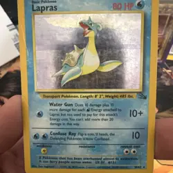 Pokemon Lapras 10/62 WotC Fossil Holo Rare HP - Image 1