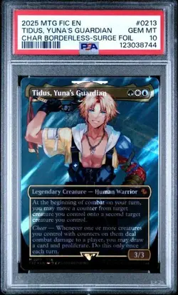 2025 MTG FINAL FANTASY COMMANDER #0213 TIDUS, YUNA'S GUARDIAN SURGE FOIL PSA 10 - Image 1