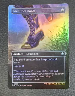 Swiftfoot Boots (Borderless) Foundations Foil MTG NM Magic Card - Image 1