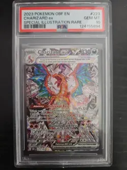 PSA 10 GEM MINT Charizard ex SIR 223/197 Obsidian Flames Pokemon 2023 - Image 1