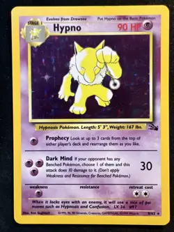 MP Hypno 8/62 Pokemon Fossil Holo Rare Moderately Played - Image 1
