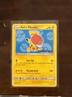 PokÃ©mon TCG Ash's Pikachu SM114 Special Promo Card - Image 1