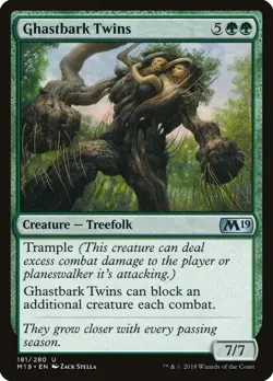 Ghastbark Twins 181 M19 Uncommon MTG Green Treefolk Trample 2018 Stella - Image 1