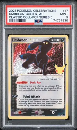 PSA 9 Umbreon Gold Star #17 2021 Pokemon Celebrations Classic Coll. MINT - Image 1