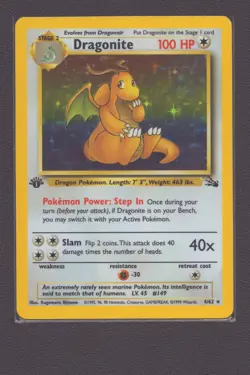 PokÃ©mon TCG Dragonite Fossil Holo Card 4/62 1st Edition Holo Rare M - NM - Image 1